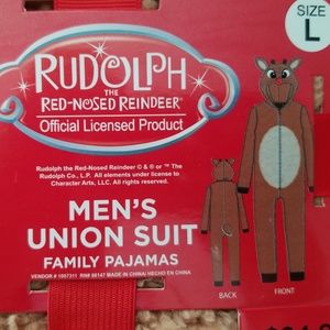 Rudolph Men's Costume Christmas Union Suit Large
